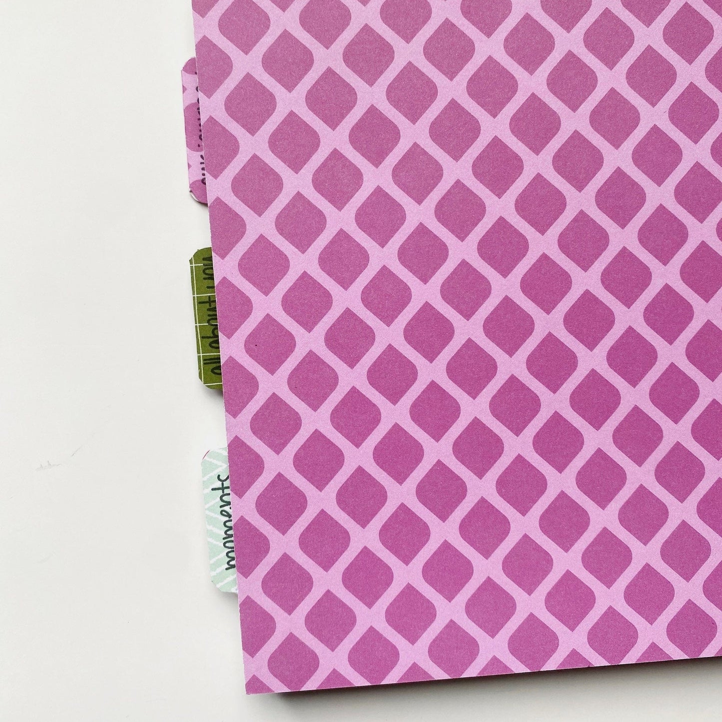 Back cover of the dog memory book. Purple and pink diamond design