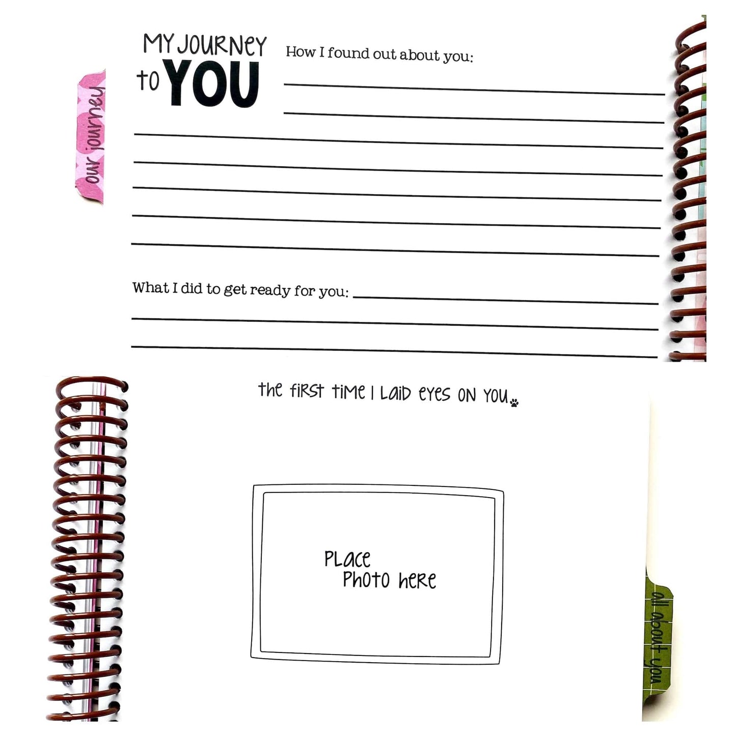 Journal pages to write down memories of bringing your dog home
