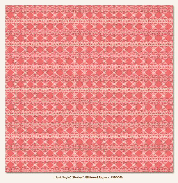 Pink paper with geometric triangle diamond pattern, brand 'Just Sayin'' visible