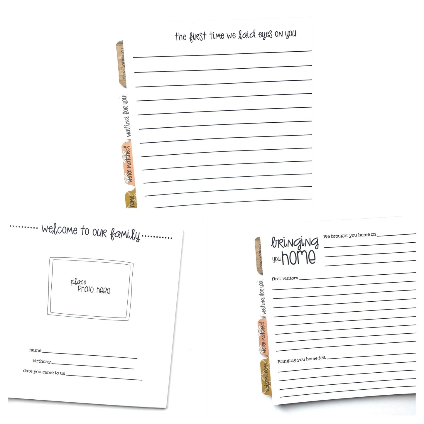 adoption journal pages related to bringing baby home