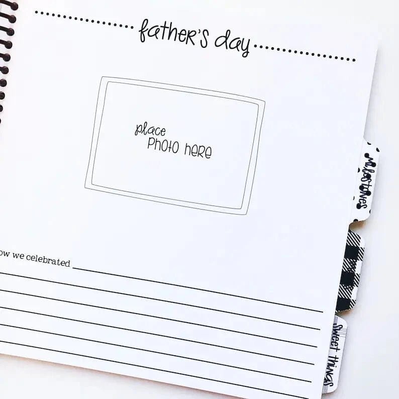 The celebrations section has space for photos and journaling to record how you celebrated. Nine holidays are included. Valenteines Day, Easter, Mother's Day, Father's Day, Fourth of July, Halloween, Thanksgiving and Christmas.