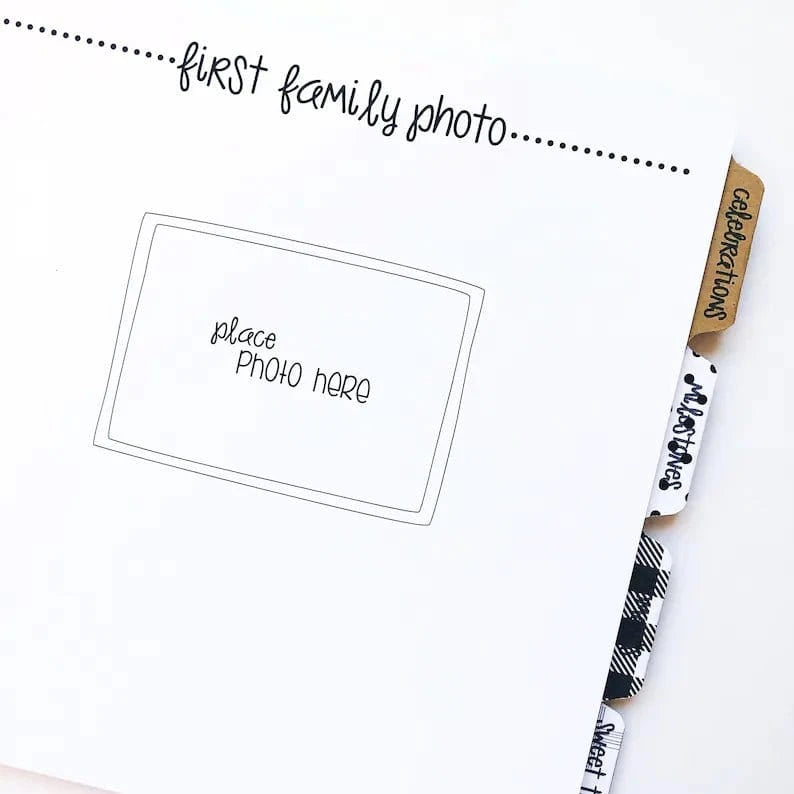 Baby Book page for your first family photo after babys arrival.