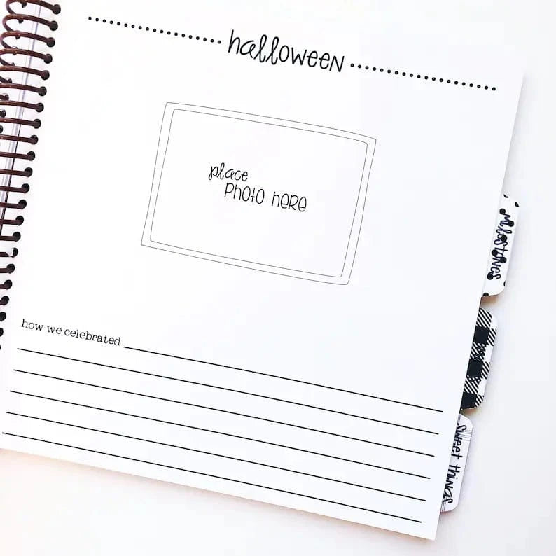 Halloween page within celebration section to put a picture from babys first Halloween and write about how you celebrated.