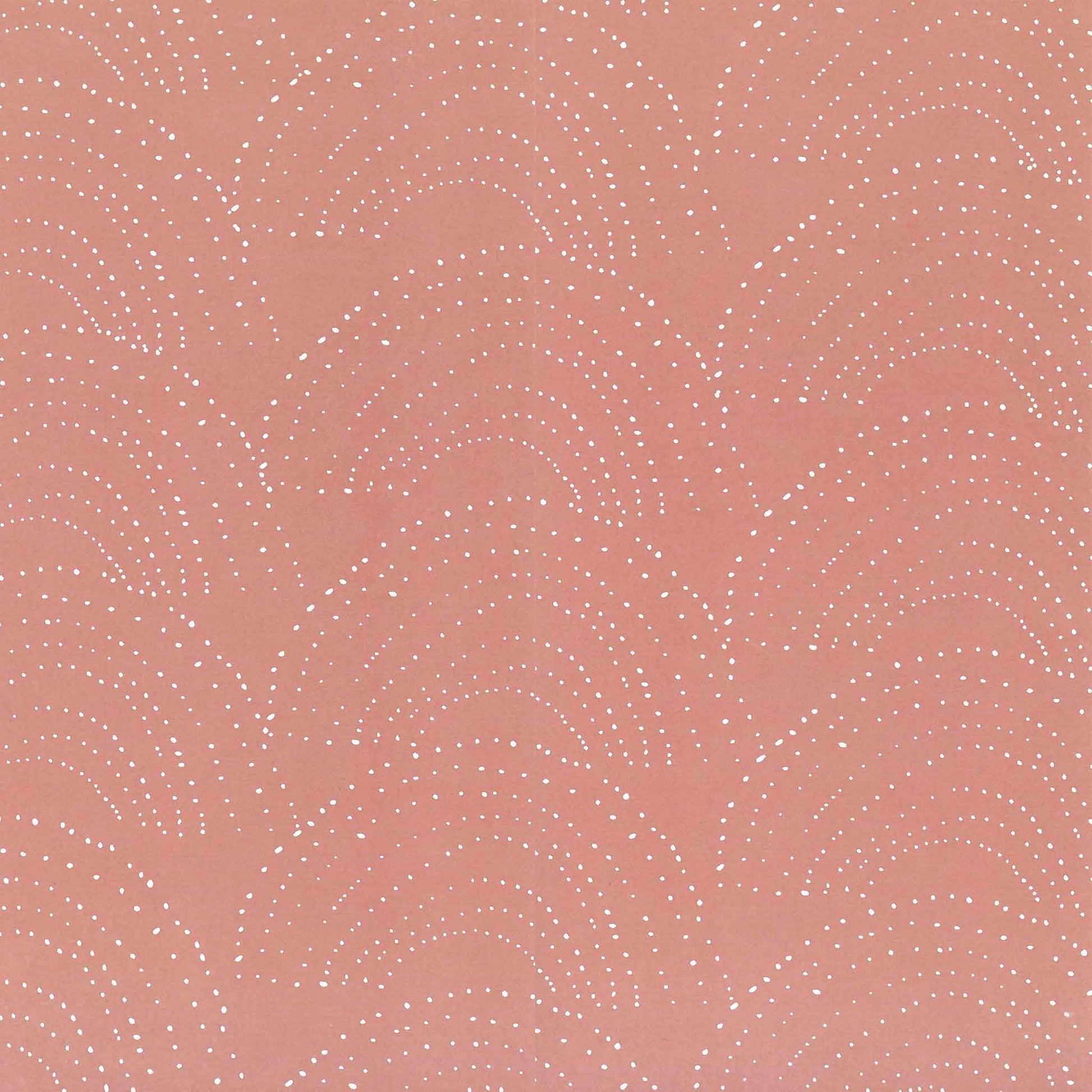 Pattern of rainbows with white small dots on a pink background