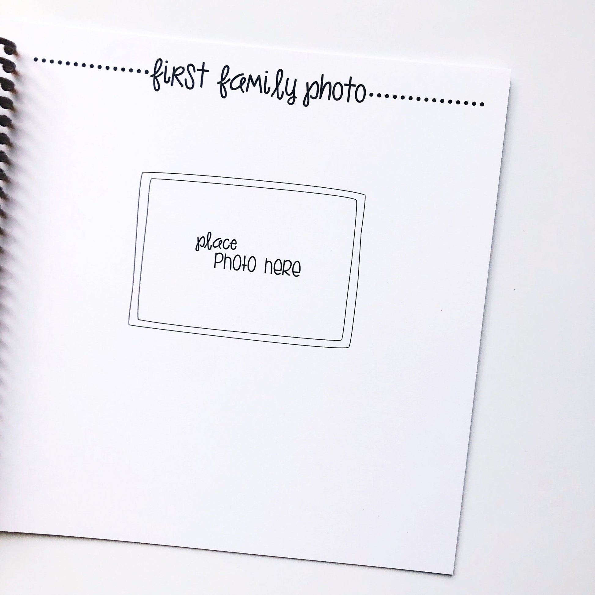 Pregnancy journal page for your first family photo.